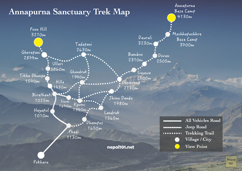 Annapurna Sanctuary Trek Map